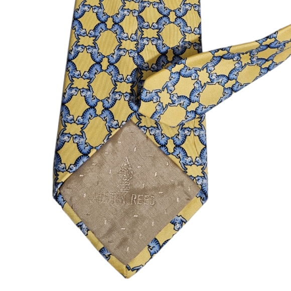 AUSTIN REED Yellow/Blue Animal Silk DESIGNER Tie ENGLAND - Picture 4 of 4